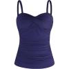 Ocean Blues Women’s Strapless Bandeau Swimsuit Top Ruched Tummy Control Tankini Top Only(Navy Blue)