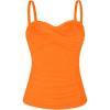 Ocean Blues Women’s Strapless Bandeau Swimsuit Top Ruched Tummy Control Tankini Top Only(Neon Orange)
