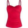 Ocean Blues Women’s Strapless Bandeau Swimsuit Top Ruched Tummy Control Tankini Top Only(Red)