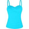 Ocean Blues Women’s Strapless Bandeau Swimsuit Top Ruched Tummy Control Tankini Top Only(Sky Blue)