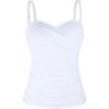 Ocean Blues Women’s Strapless Bandeau Swimsuit Top Ruched Tummy Control Tankini Top Only(White)