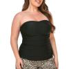 Ocean Blues Women’s Strapless Bandeau Tankini Top Tummy Control Bathing Suit Top Only(Black)