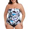 Ocean Blues Women’s Strapless Bandeau Tankini Top Tummy Control Bathing Suit Top Only(Floral)