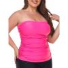 Ocean Blues Women’s Strapless Bandeau Tankini Top Tummy Control Bathing Suit Top Only(Hot Pink)