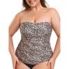 Ocean Blues Women’s Strapless Bandeau Tankini Top Tummy Control Bathing Suit Top Only(Leopard)