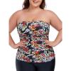 Ocean Blues Women’s Strapless Bandeau Tankini Top Tummy Control Bathing Suit Top Only(Multi Leopard)