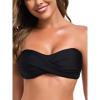 Ocean Blues Women’s Strapless Bikini Top Bandeau Swimsuit Off Shoulders Bikini Top Wire-Free Bathing Suit Top(Black)