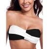 Ocean Blues Women’s Strapless Bikini Top Bandeau Swimsuit Off Shoulders Bikini Top Wire-Free Bathing Suit Top(Black and White)