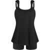 Ocean Blues Women’s Tankini Swimsuits Two Piece Bathing Suits Loose Fit Tank Top with Boyshorts(Black)