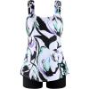 Ocean Blues Women’s Tankini Swimsuits Two Piece Bathing Suits Loose Fit Tank Top with Boyshorts(Floral Print)