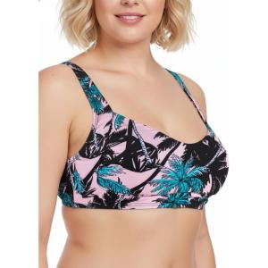 Ocean Blues Women’s Bandeau Bikini Top Padded Swimsuit Top with Adjustable Straps(Leaf Print)