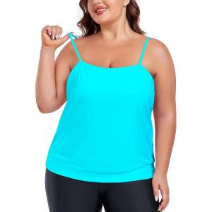 Ocean Blues Women’s Plus Size Bandeau Tankini Top Only Loose-Fitting Swimsuit(Sky Blue)