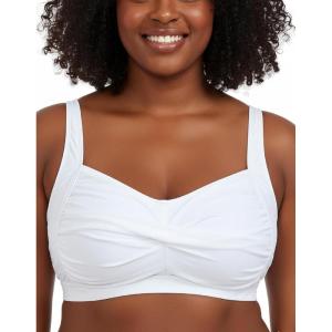 Ocean Blues Women’s Plus Size Bikini Top Twist Front Molded Bathing Suit Top(White)