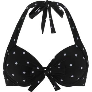 Ocean Blues Women’s Push Up Bikini Top Halter Swimsuit Top(Black Polka Dot)