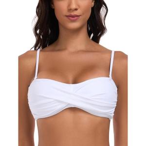 Ocean Blues Women’s Strapless Bikini Top Bandeau Swimsuit Off Shoulders Bikini Top Wire-Free Bathing Suit Top(White)