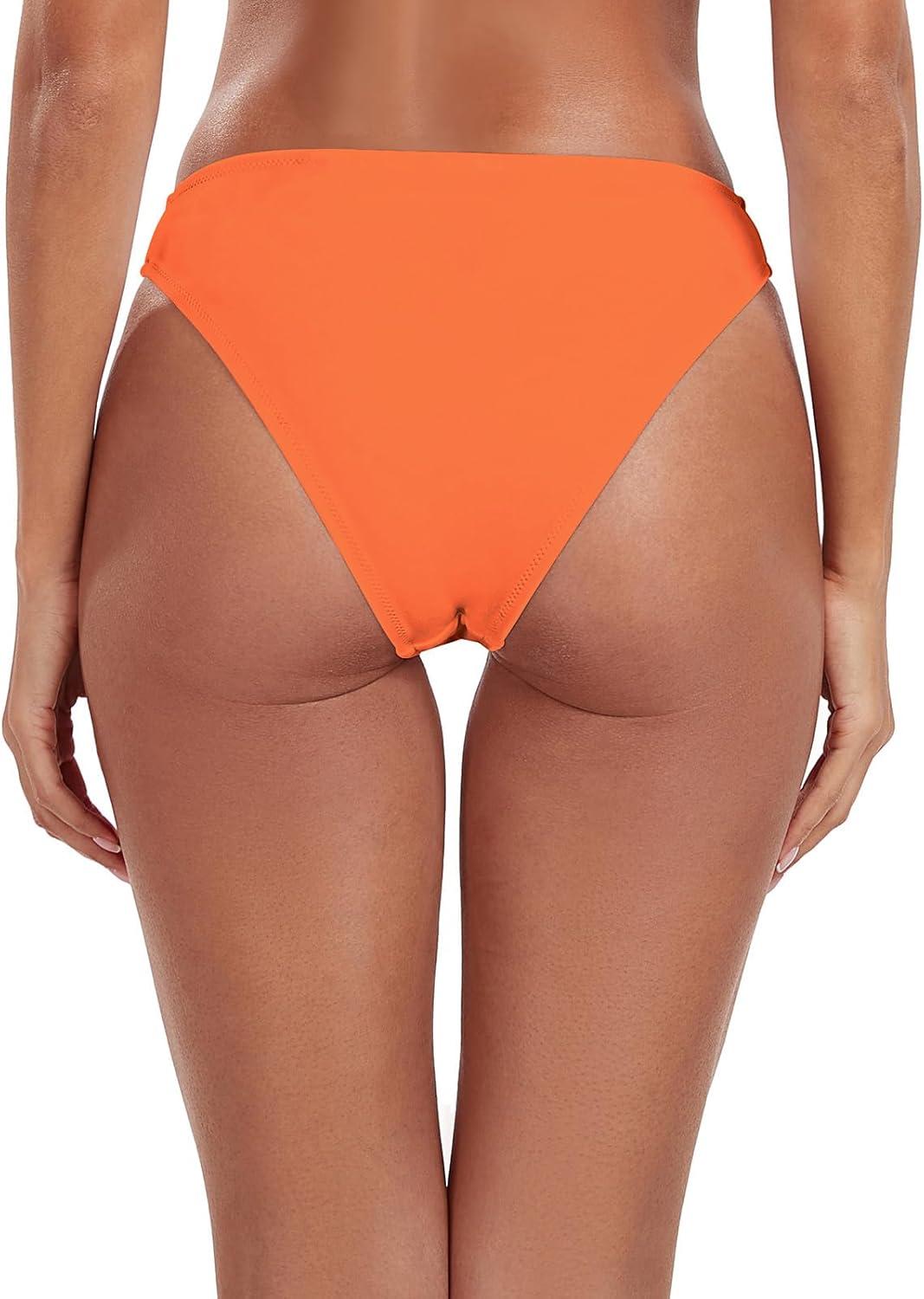 image:imageOcean Blues Womens Cheeky High Leg Bikini Bottom Mid Rise Swim BottomOrangered