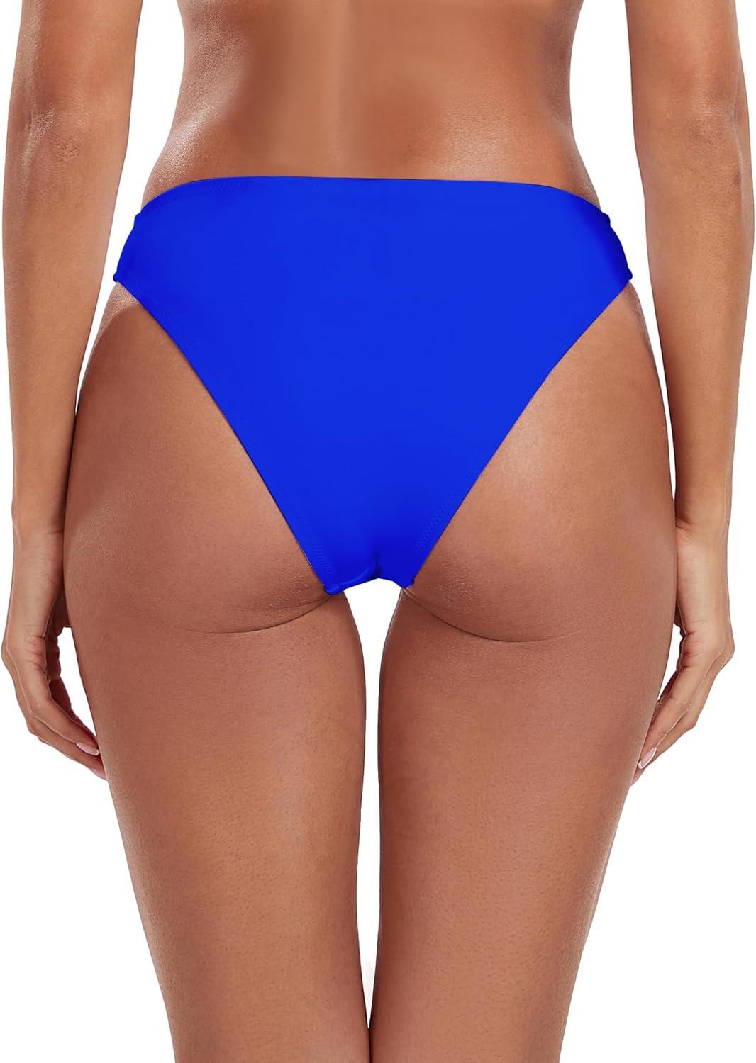 image:imageOcean Blues Womens Cheeky High Leg Bikini Bottom Mid Rise Swim BottomRoyal Blue