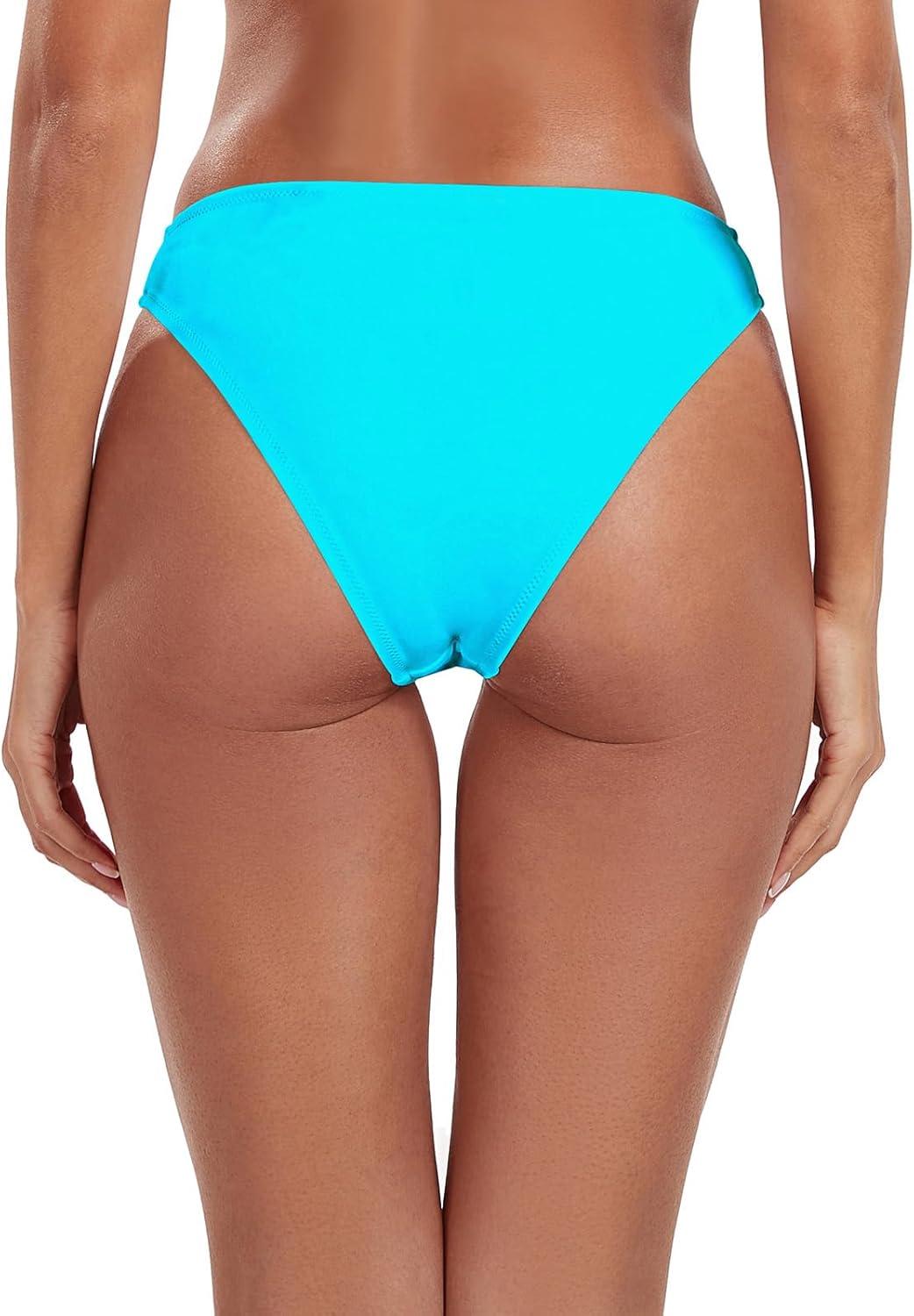 image:imageOcean Blues Womens Cheeky High Leg Bikini Bottom Mid Rise Swim BottomSky Blue