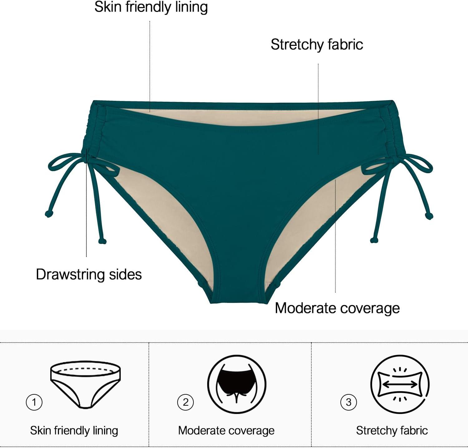 image:imageOcean Blues Womens Full Coverage Swim Bottom Tie Sides Bikini BottomDark Green