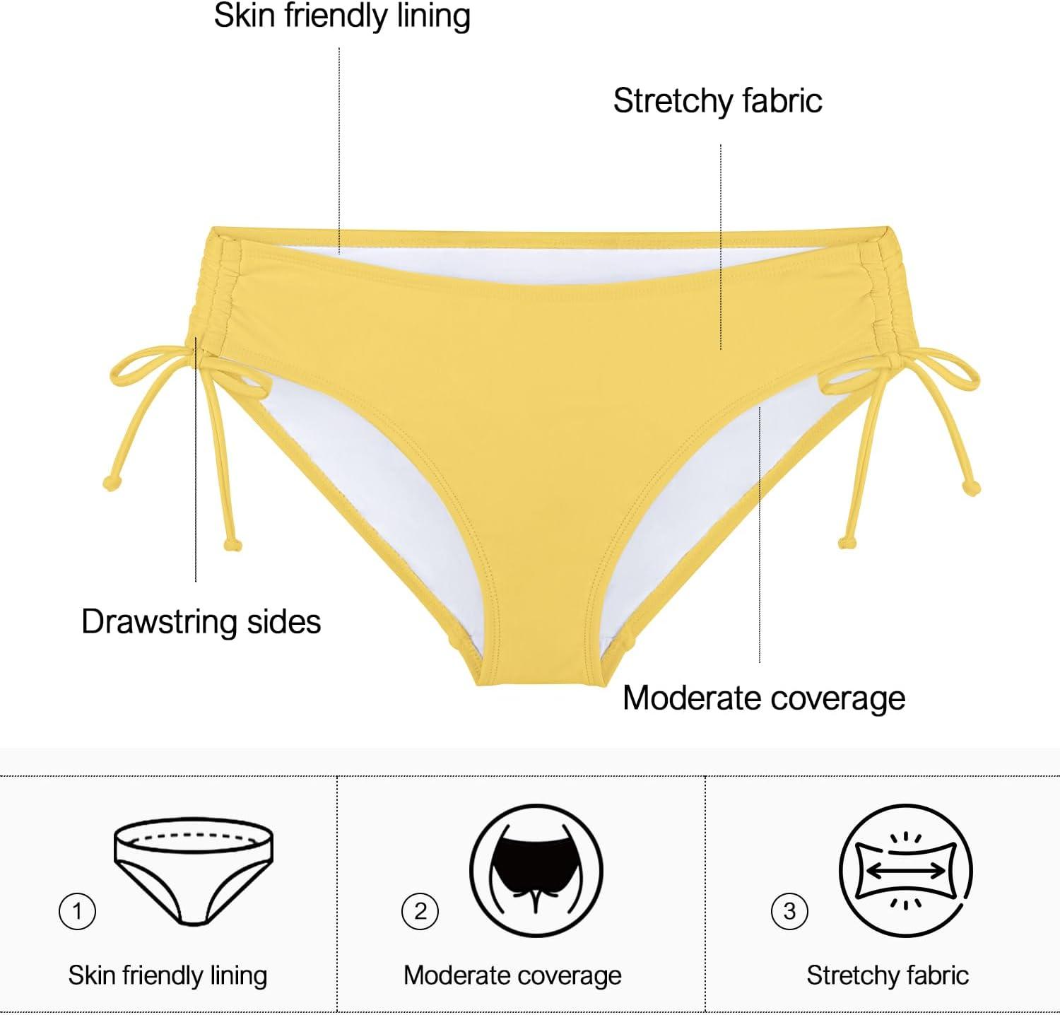 image:imageOcean Blues Womens Full Coverage Swim Bottom Tie Sides Bikini BottomLemon Yellow