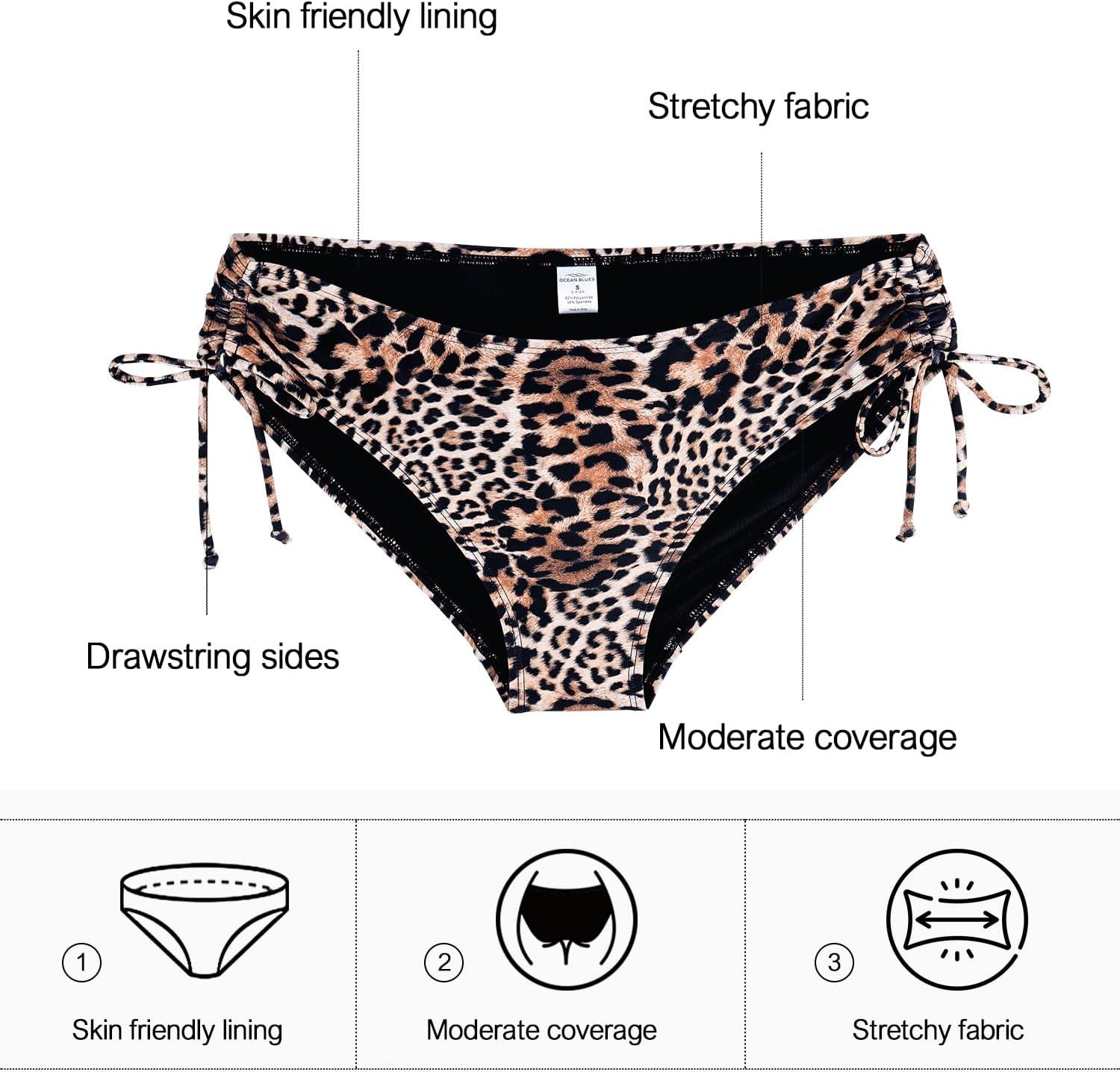 image:imageOcean Blues Womens Full Coverage Swim Bottom Tie Sides Bikini BottomLeopardb
