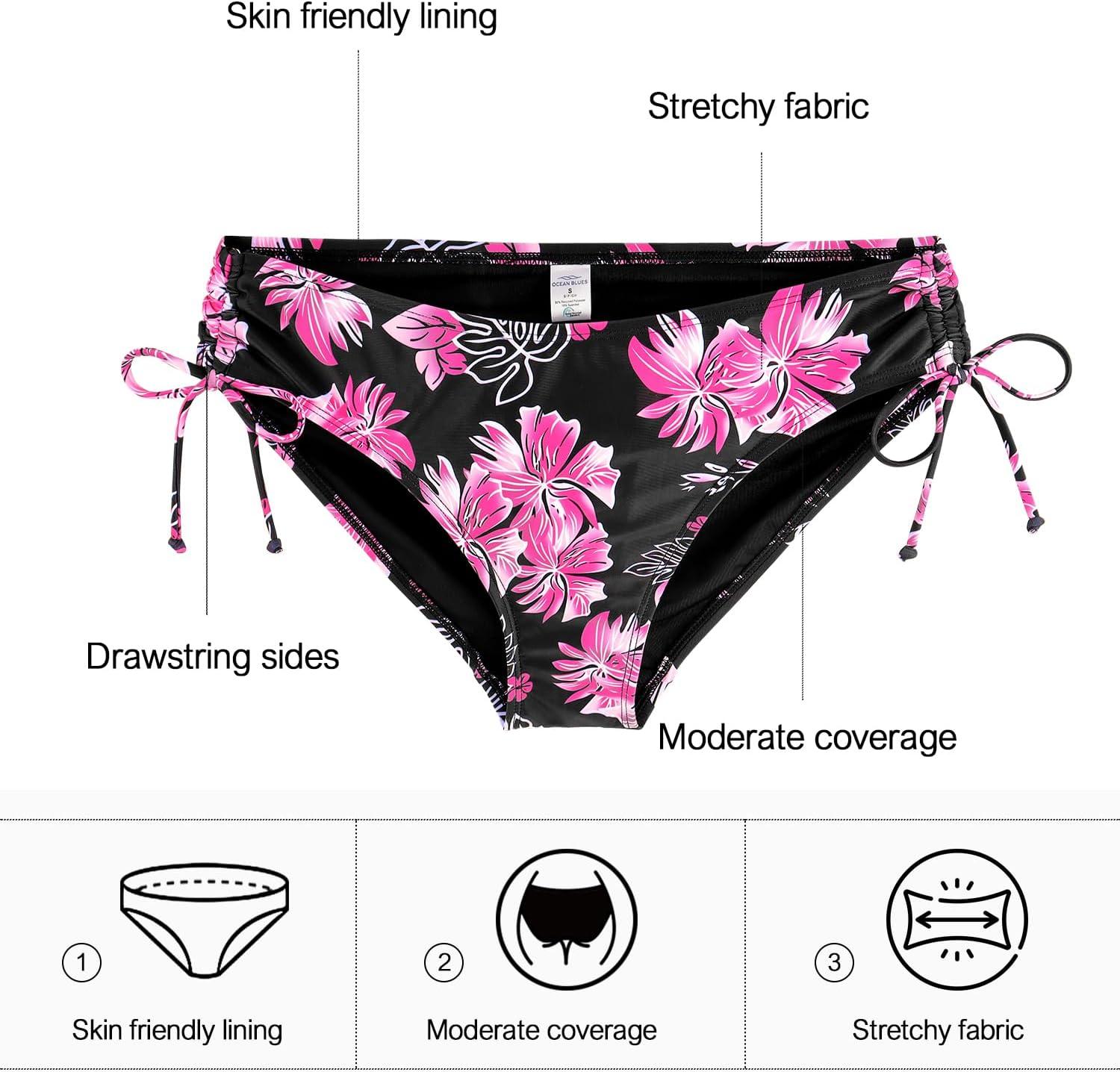 image:imageOcean Blues Womens Full Coverage Swim Bottom Tie Sides Bikini BottomRose Redbud