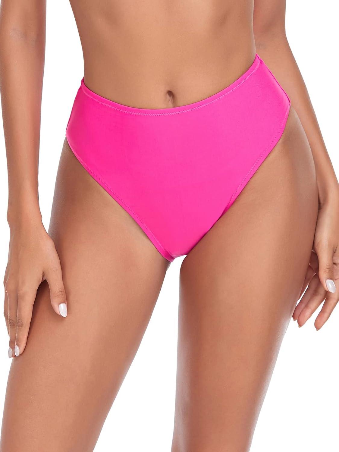 image:imageOcean Blues Womens High Leg Swimsuit High Waisted Bikini BottomHot Pink