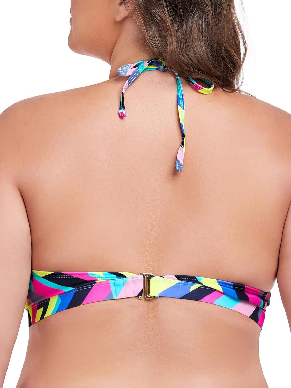 image:imageOcean Blues Womens Plus Size Cutout Bikini Top Halter Swimsuit TopNeon Striped