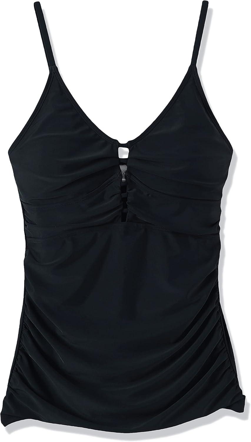 image:imageOcean Blues Womens Retro Tankini Swimsuit Shirring Tummy Control Tankini Top OnlyBlack