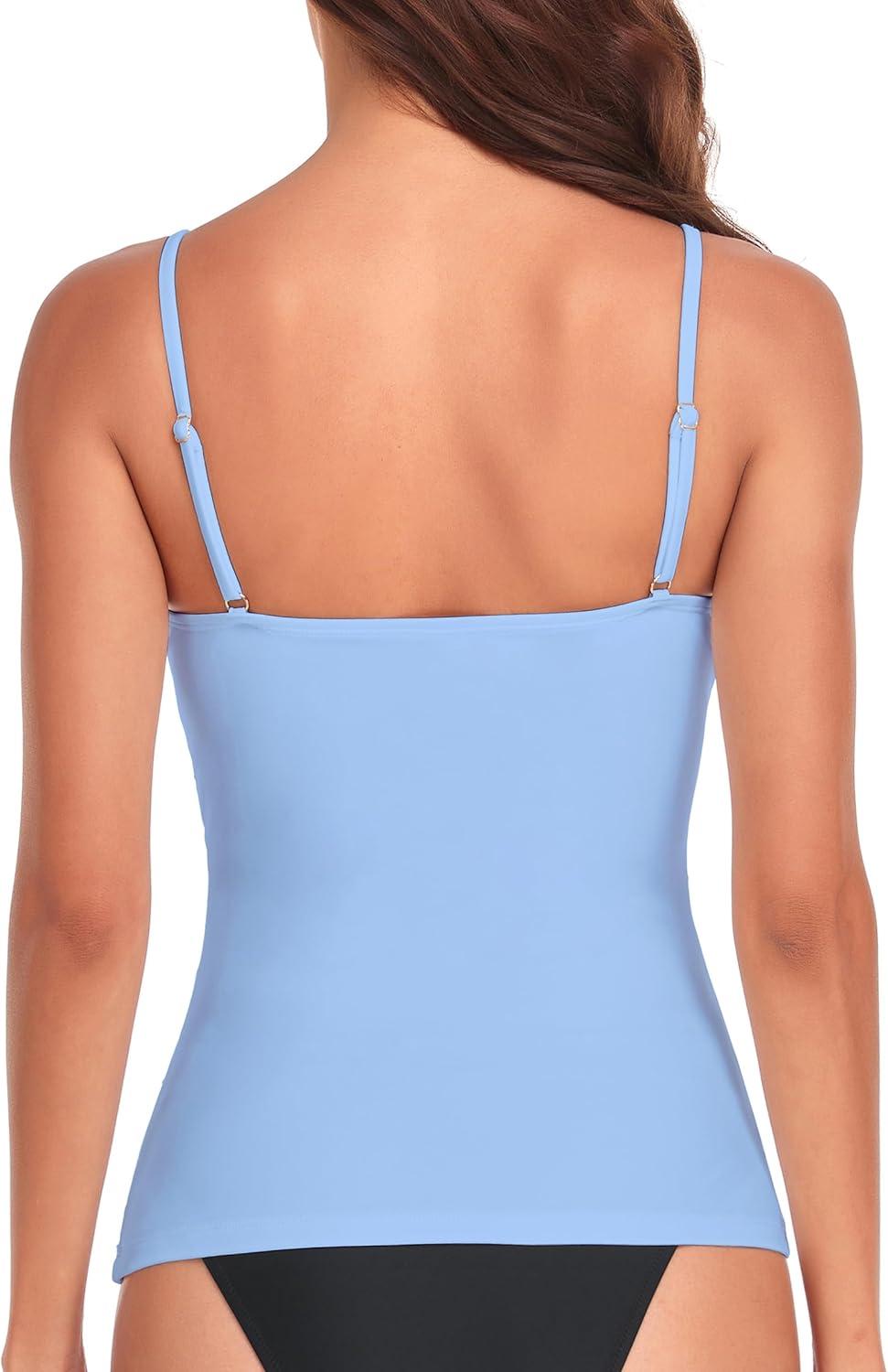 image:imageOcean Blues Womens Retro Tankini Swimsuit Shirring Tummy Control Tankini Top OnlySea Blue