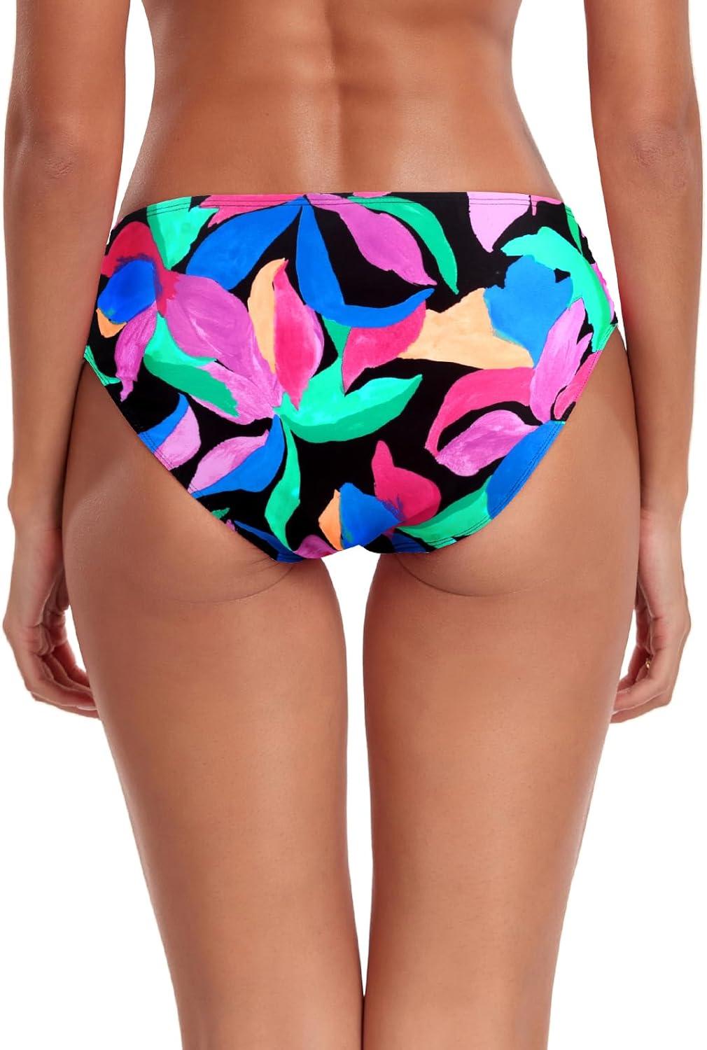 image:imageOcean Blues Womens Ruched Sides Bikini Bottom Medium Coverage Bikini BottomColorful Leaves