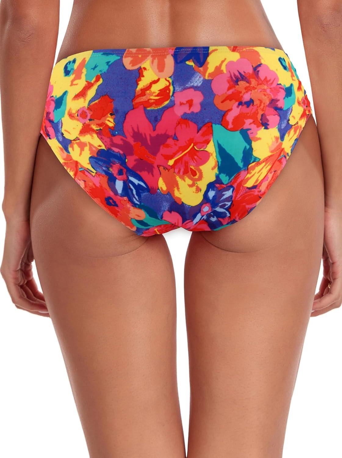 image:imageOcean Blues Womens Ruched Sides Bikini Bottom Medium Coverage Bikini BottomFloral Guarden