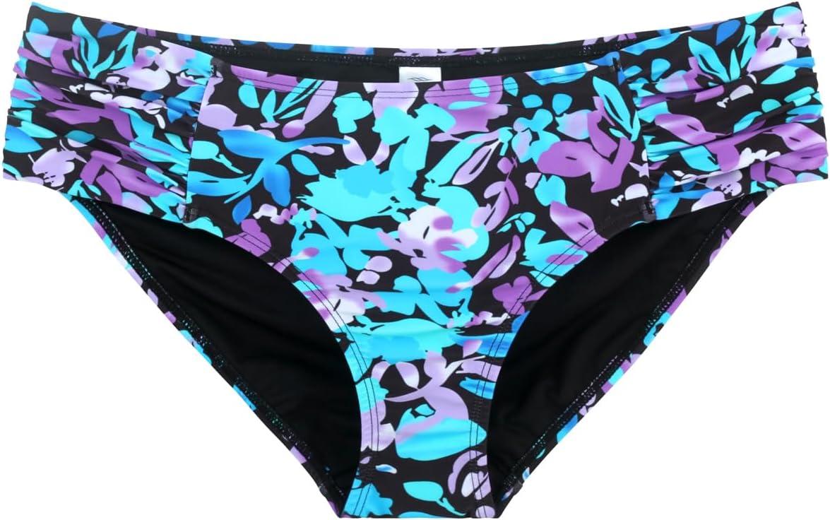 image:imageOcean Blues Womens Ruched Sides Bikini Bottom Medium Coverage Bikini BottomMulti Floral