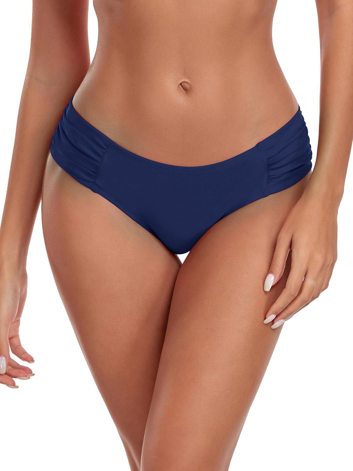 image:imageOcean Blues Womens Ruched Sides Bikini Bottom Medium Coverage Bikini BottomNavy