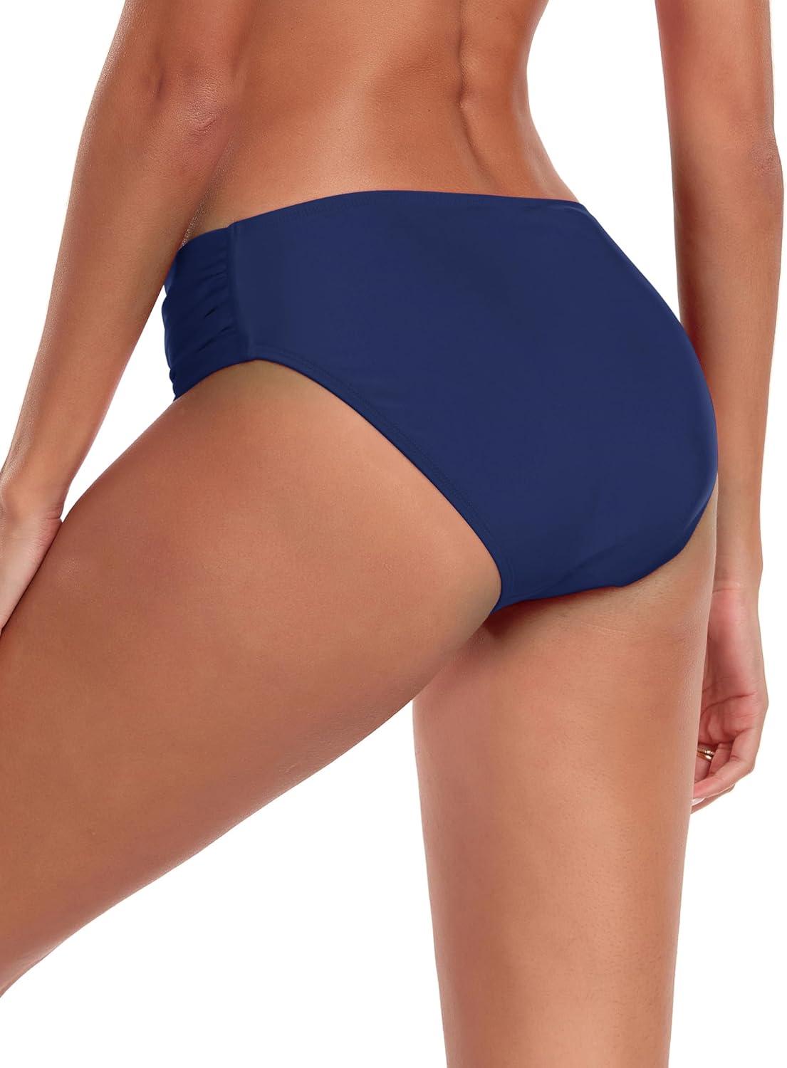 image:imageOcean Blues Womens Ruched Sides Bikini Bottom Medium Coverage Bikini BottomNavy