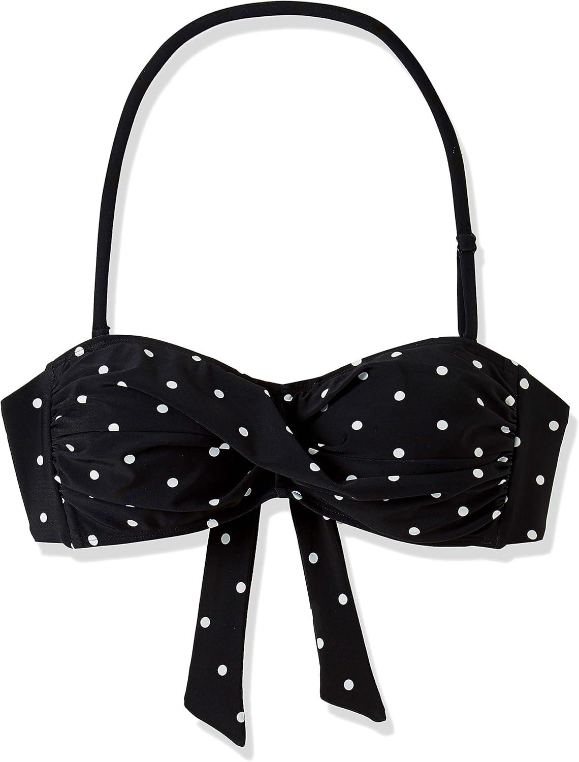 image:imageOcean Blues Womens Strapless Swimsuits for Women Bandeau Bikini Top Tie Back Halter Bathing Suit TopBlack White Dot