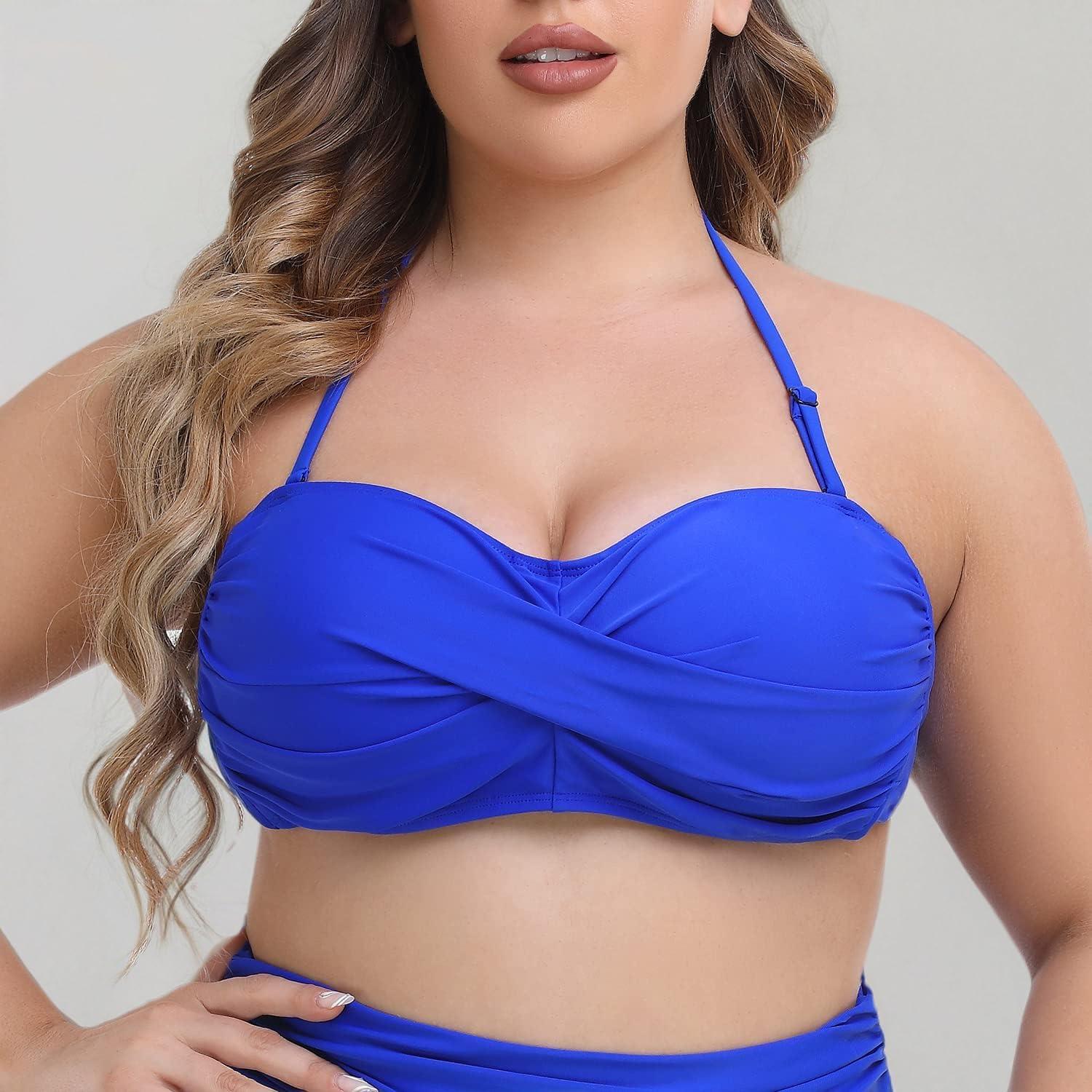 image:imageOcean Blues Womens Strapless Swimsuits for Women Bandeau Bikini Top Tie Back Halter Bathing Suit TopRoyal Blue
