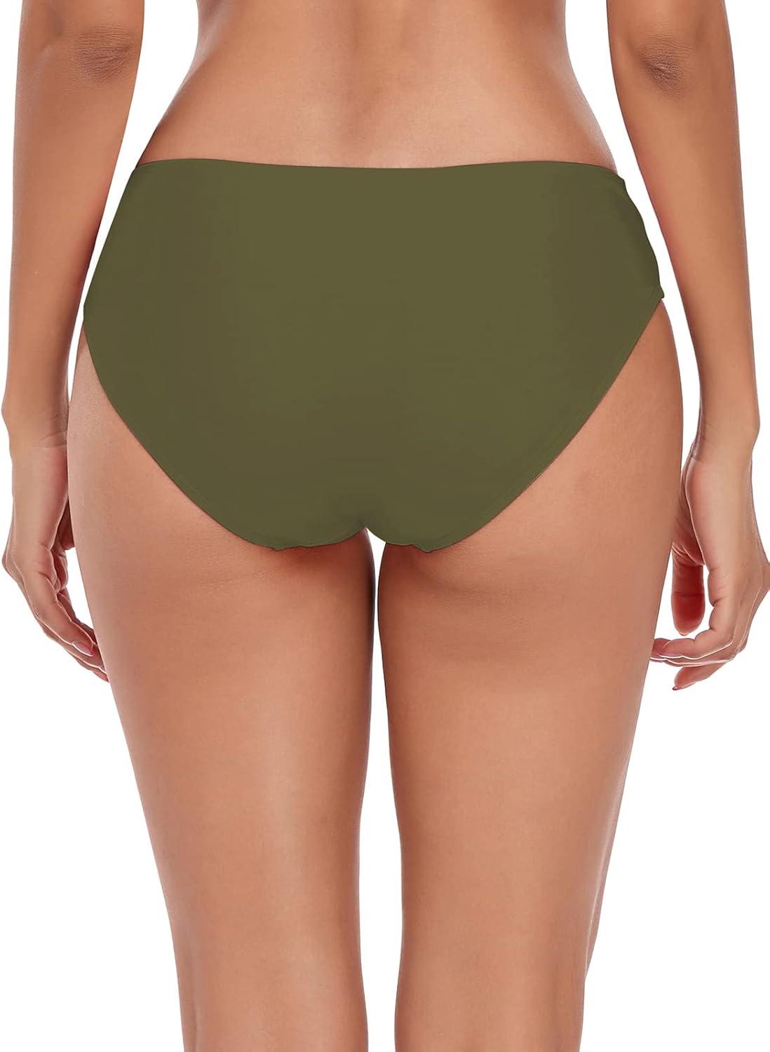 image:imageOcean Blues Womens Strappy Bikini Bottom Full Coverage Swim BriefsArmy Green