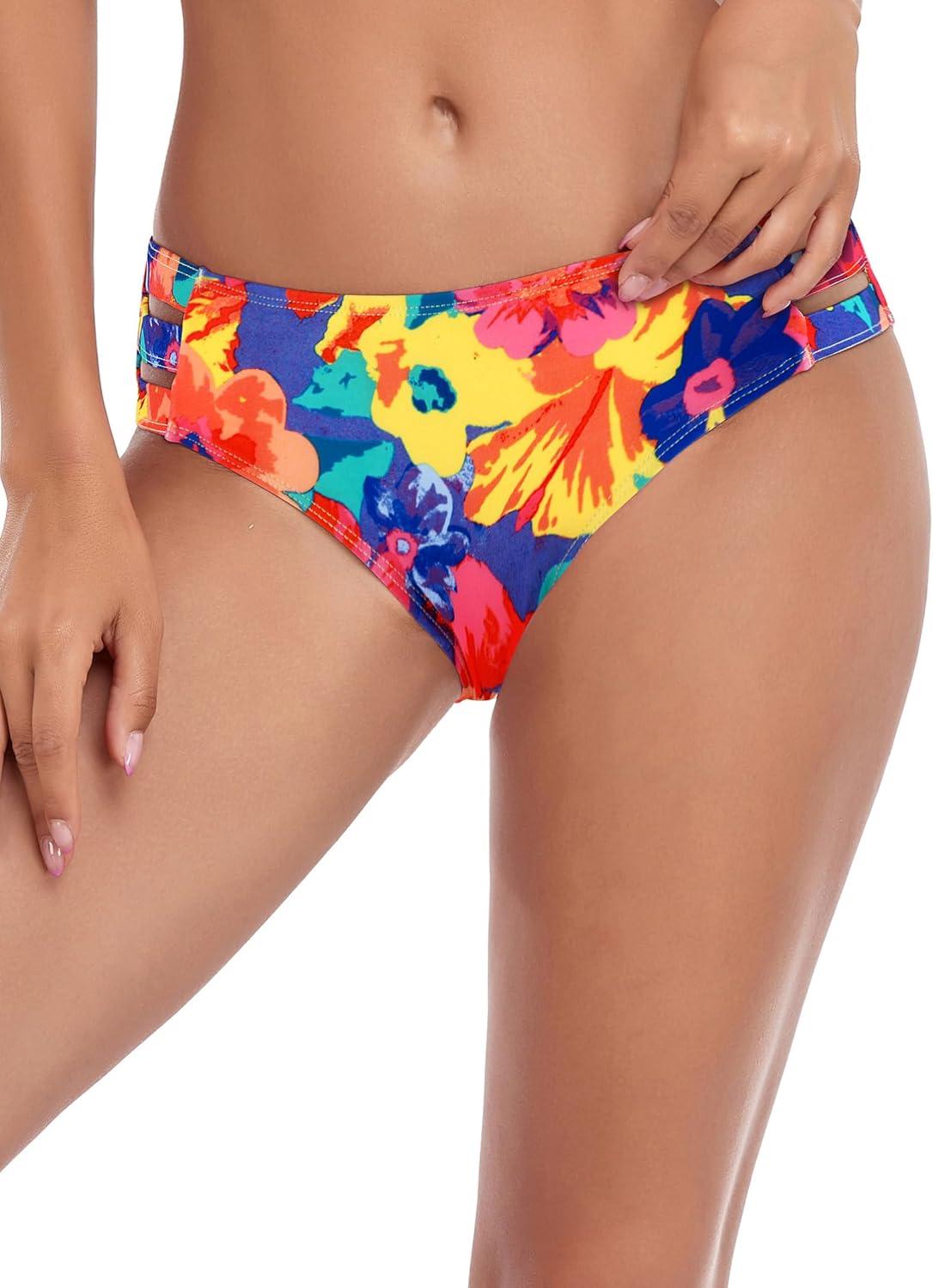 image:imageOcean Blues Womens Strappy Bikini Bottom Full Coverage Swim BriefsColorful Floral