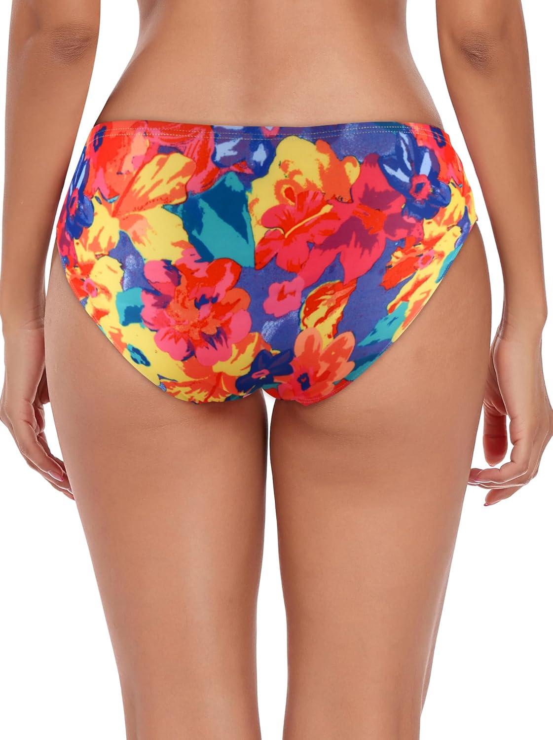 image:imageOcean Blues Womens Strappy Bikini Bottom Full Coverage Swim BriefsColorful Floral