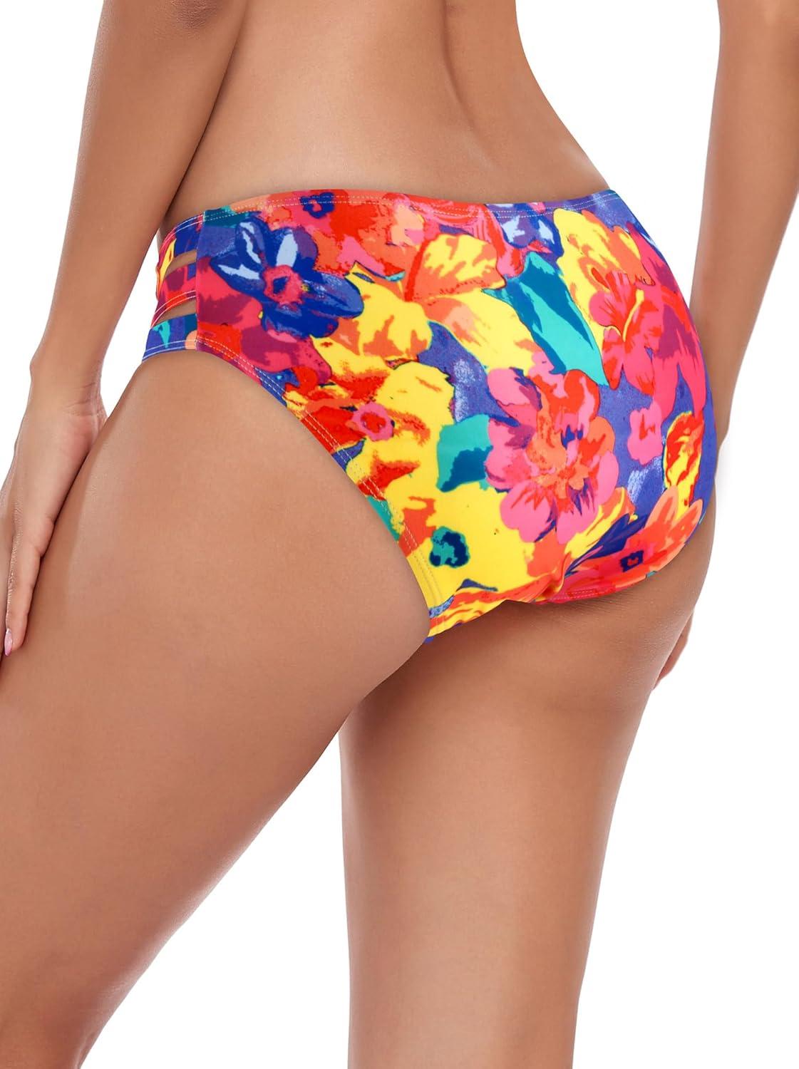 image:imageOcean Blues Womens Strappy Bikini Bottom Full Coverage Swim BriefsColorful Floral