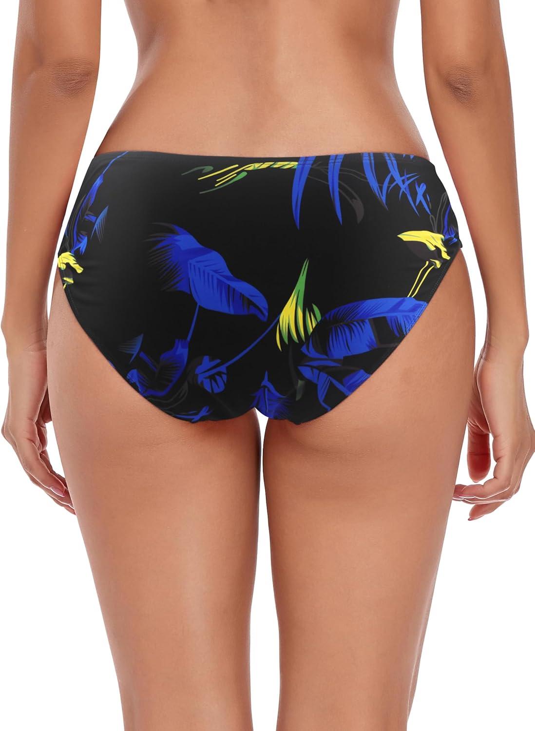 image:imageOcean Blues Womens Strappy Bikini Bottom Full Coverage Swim BriefsFeather Print