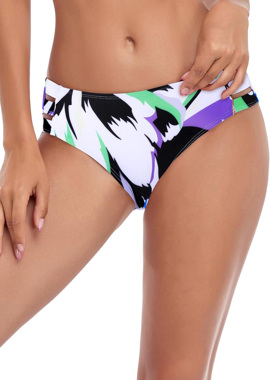 image:imageOcean Blues Womens Strappy Bikini Bottom Full Coverage Swim BriefsFloral