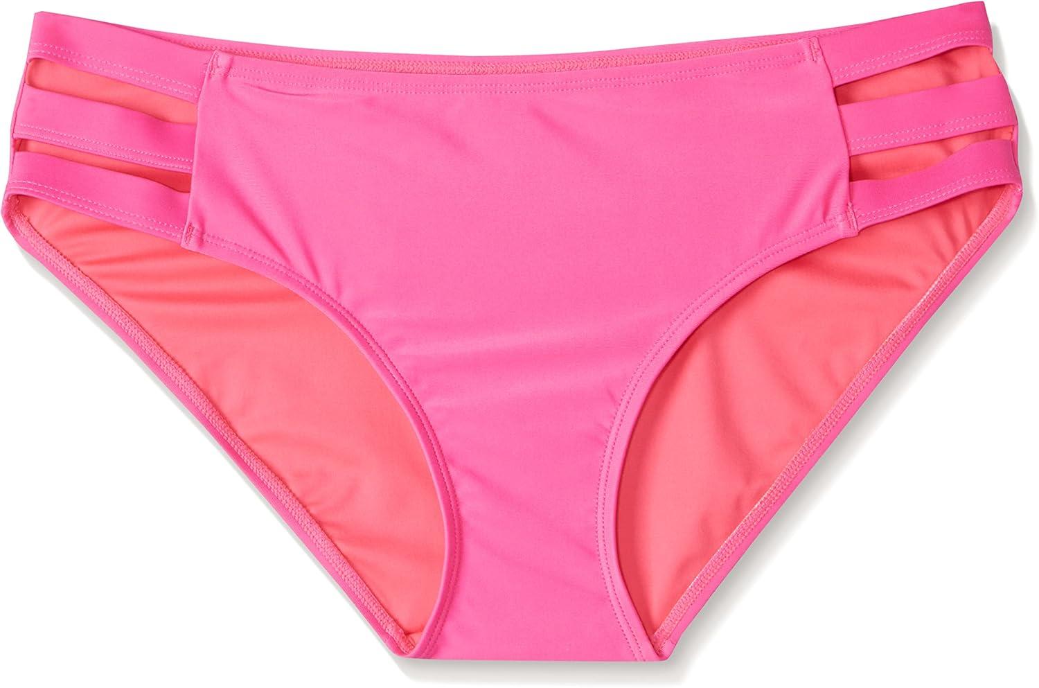 image:imageOcean Blues Womens Strappy Bikini Bottom Full Coverage Swim BriefsHot Pink