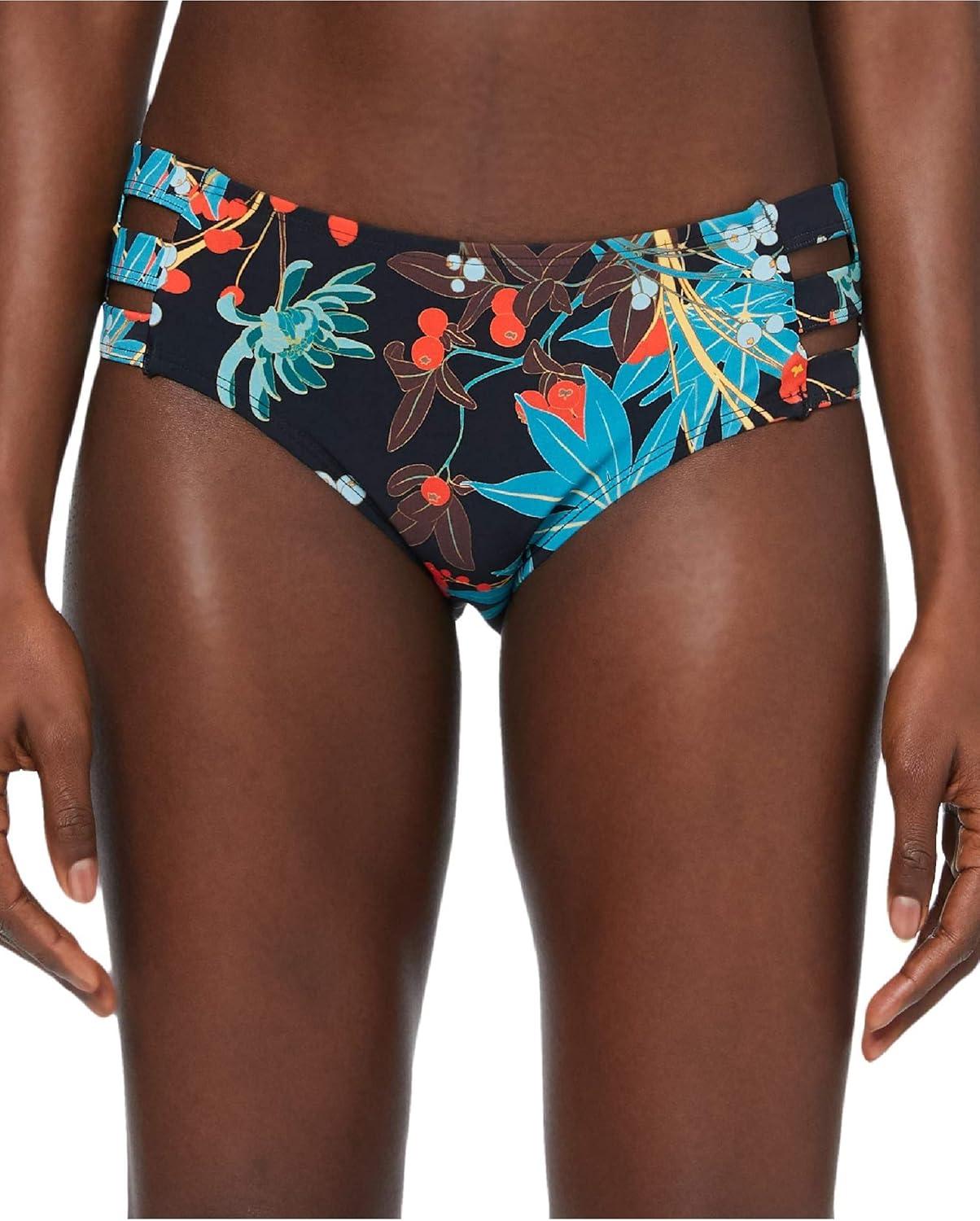 image:imageOcean Blues Womens Strappy Bikini Bottom Full Coverage Swim BriefsLeaf Pattern