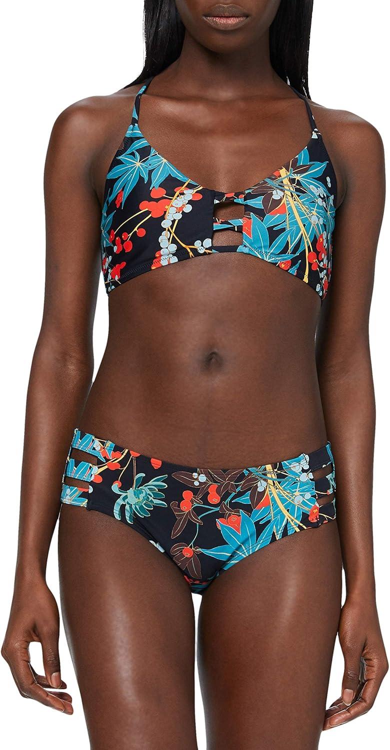 image:imageOcean Blues Womens Strappy Bikini Bottom Full Coverage Swim BriefsLeaf Pattern