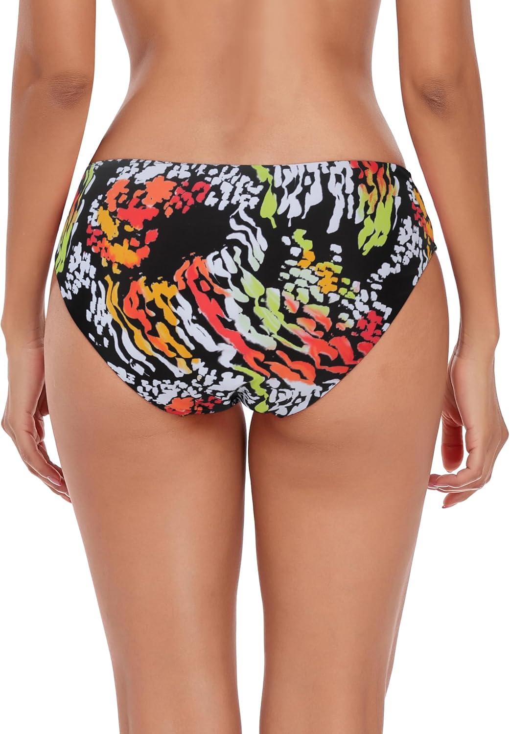 image:imageOcean Blues Womens Strappy Bikini Bottom Full Coverage Swim BriefsMulti Leopard