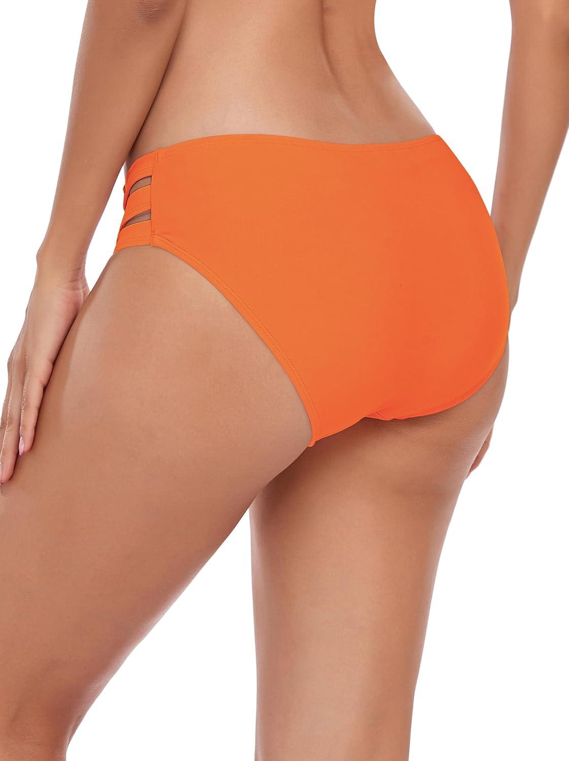 image:imageOcean Blues Womens Strappy Bikini Bottom Full Coverage Swim BriefsOrangered