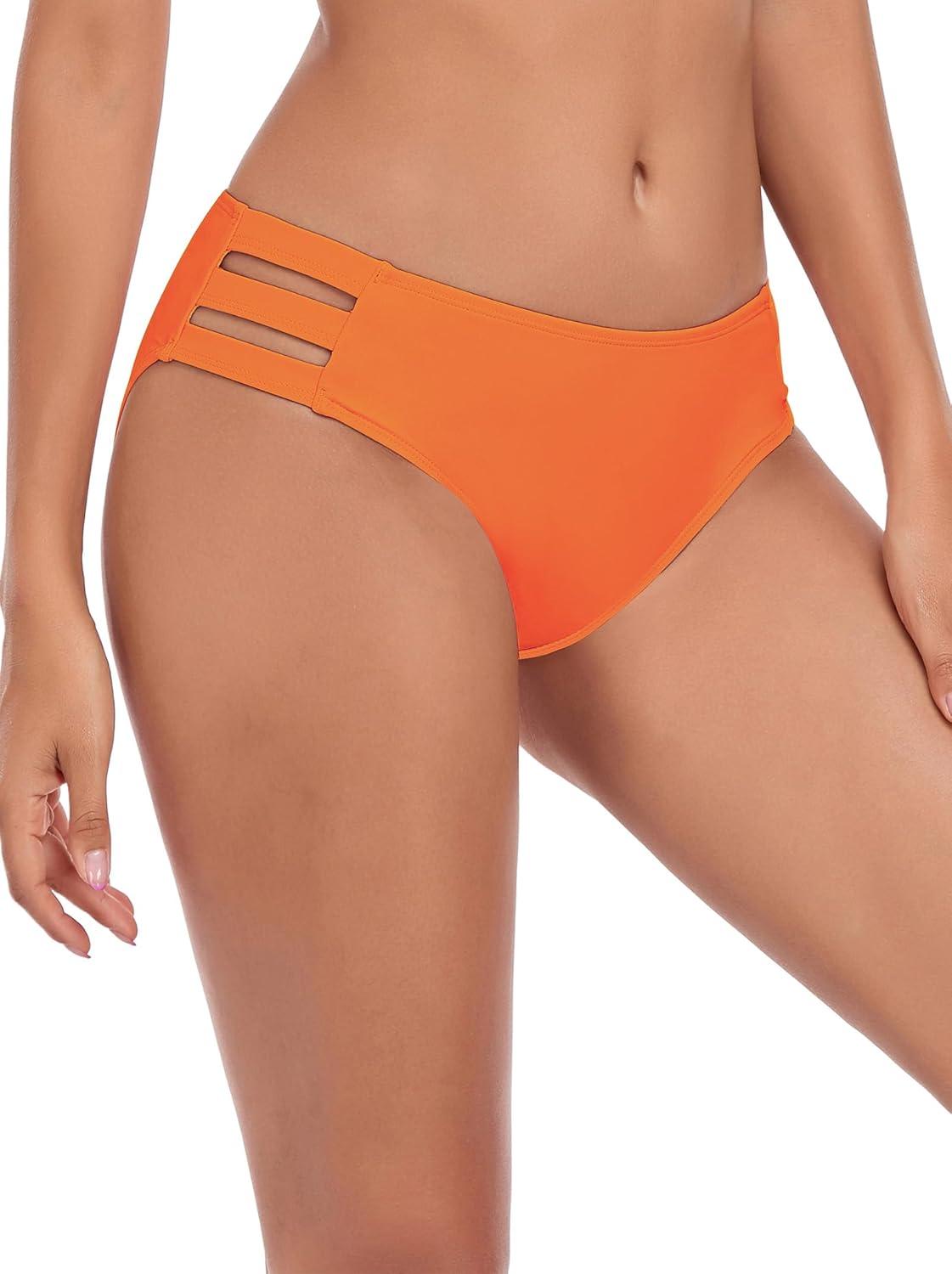 image:imageOcean Blues Womens Strappy Bikini Bottom Full Coverage Swim BriefsOrangered