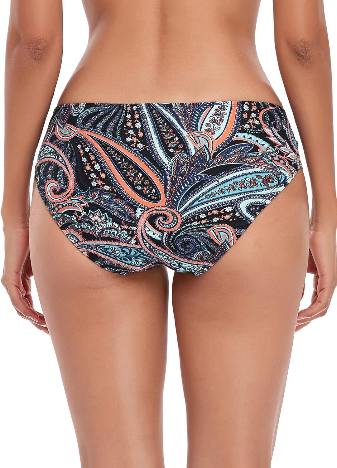 image:imageOcean Blues Womens Strappy Bikini Bottom Full Coverage Swim BriefsPaisley Floral